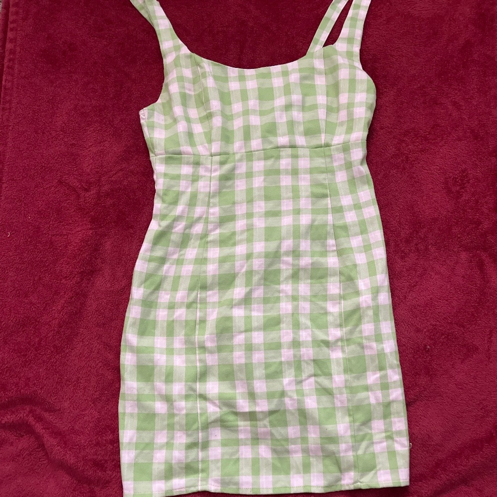 Green plaid dress